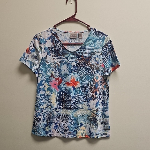 Chico's Tops - Chico's Multicolor Patterned Short Sleeve Top
